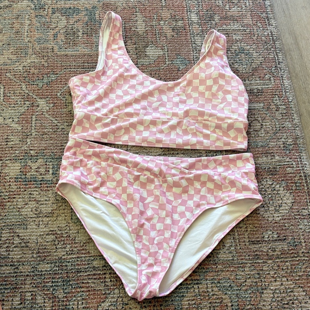 Pink Checkered Bikini Set